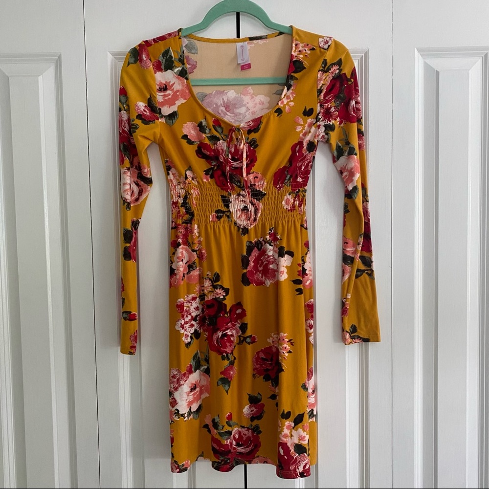 Floral Long Sleeve Dress Great Colors for Fall!